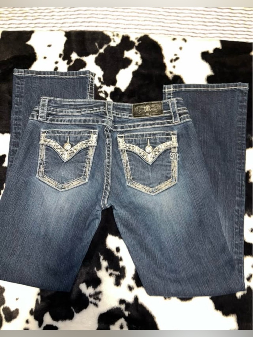 Miss Me Medium Blue Boot Cut Jeans with Embellished Back Pockets